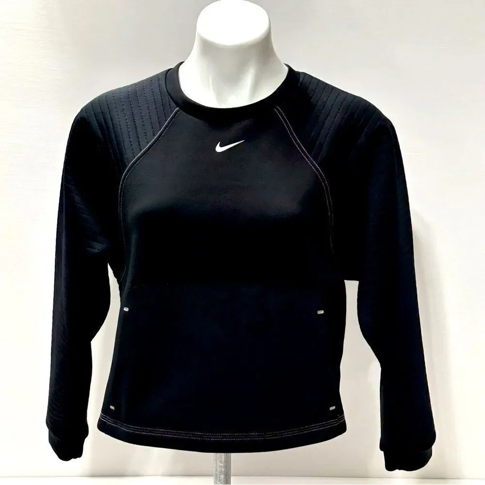 Nike Pro Scuba Knit Long Sleeve Exercise Top With Front Pocket S